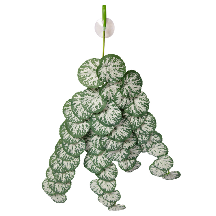 Reptile One Artificial Hanging Plant 70cm Brunnera Green Silver With Suction Cup