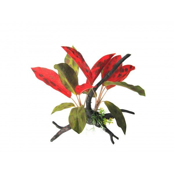 Crimson Leaf Burst on Branch 30cm - Jurassic Jungle